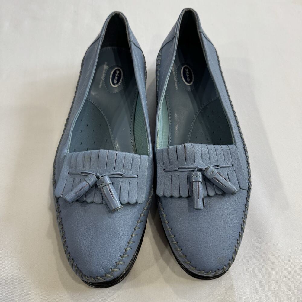Dr. Scholl's Blue Tassel Leather Loafer SZ 11W Double Air Pillo Insoles - Picture 13 of 15